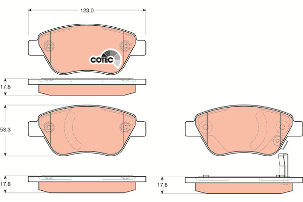 Klocki hamulcowe - komplet, COTEC GDB1700 TRW