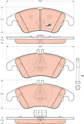 Klocki hamulcowe - komplet, COTEC GDB1737 TRW