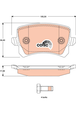 Klocki hamulcowe - komplet, COTEC GDB1763 TRW