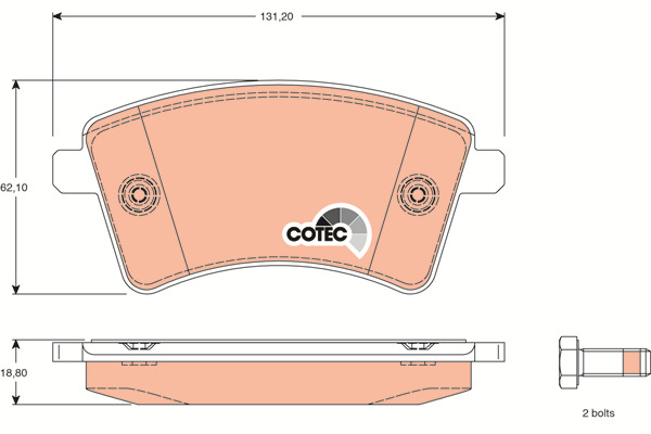 Klocki hamulcowe - komplet, COTEC GDB1785 TRW