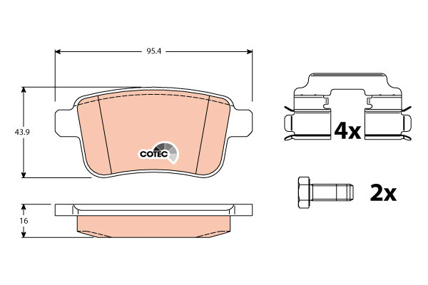 Klocki hamulcowe - komplet, COTEC GDB1786 TRW
