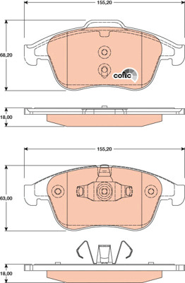 Klocki hamulcowe - komplet, COTEC GDB1790 TRW