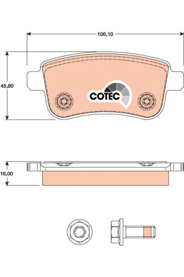 Klocki hamulcowe - komplet, COTEC GDB1791 TRW