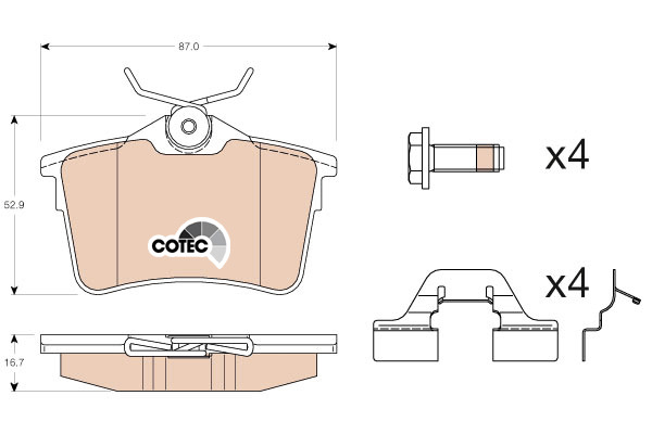 Klocki hamulcowe - komplet, COTEC GDB1799 TRW