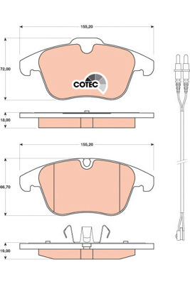 Klocki hamulcowe - komplet, COTEC GDB1818 TRW