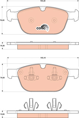 Klocki hamulcowe - komplet, COTEC GDB1821 TRW