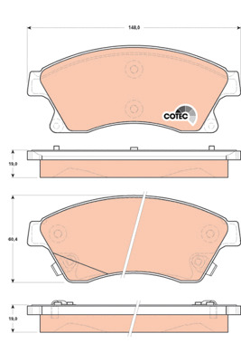 Klocki hamulcowe - komplet, COTEC GDB1843 TRW