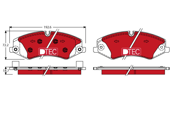 Klocki hamulcowe - komplet, DTEC COTEC GDB1898DTE TRW