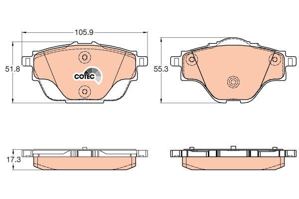 Klocki hamulcowe - komplet, COTEC GDB2034 TRW
