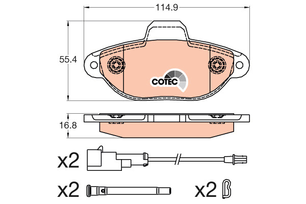 Klocki hamulcowe - komplet, COTEC GDB2041 TRW