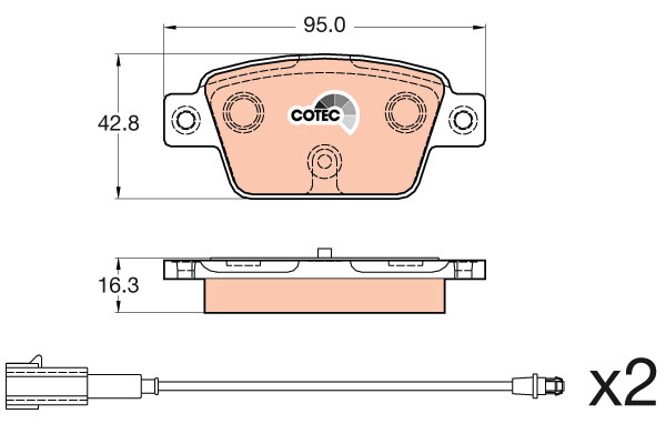 Klocki hamulcowe - komplet, COTEC GDB2054 TRW