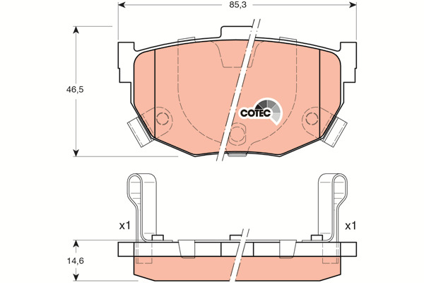 Klocki hamulcowe - komplet, COTEC GDB3170 TRW