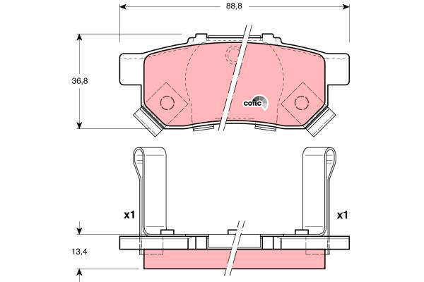Klocki hamulcowe - komplet, COTEC GDB3174 TRW