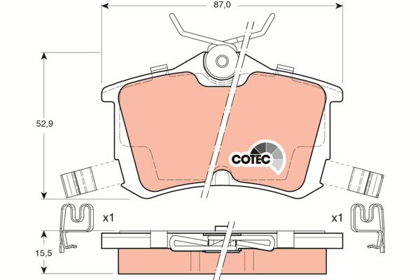 Klocki hamulcowe - komplet, COTEC GDB3190 TRW