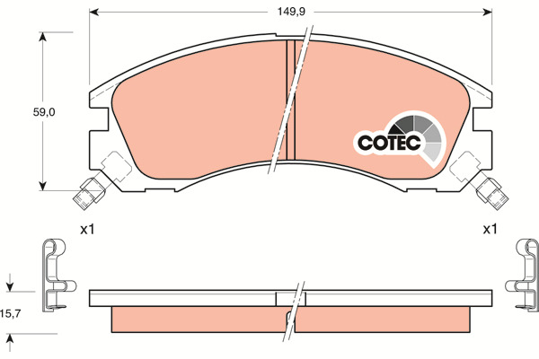 Klocki hamulcowe - komplet, COTEC GDB3200 TRW