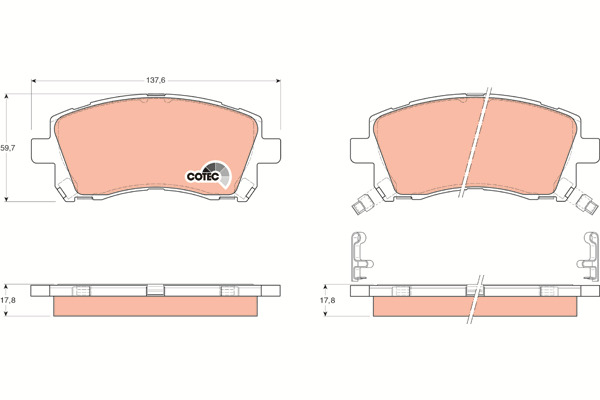 Klocki hamulcowe - komplet, COTEC GDB3217 TRW