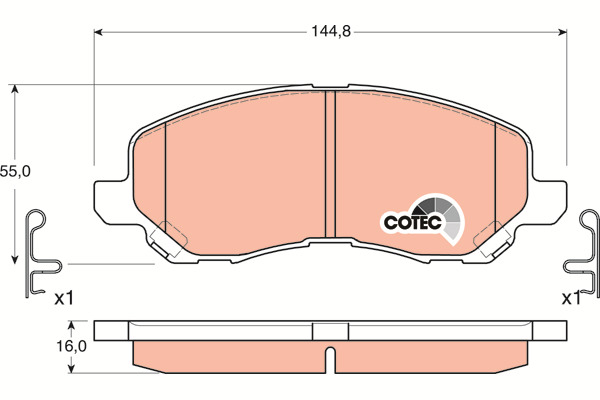 Klocki hamulcowe - komplet, COTEC GDB3287 TRW