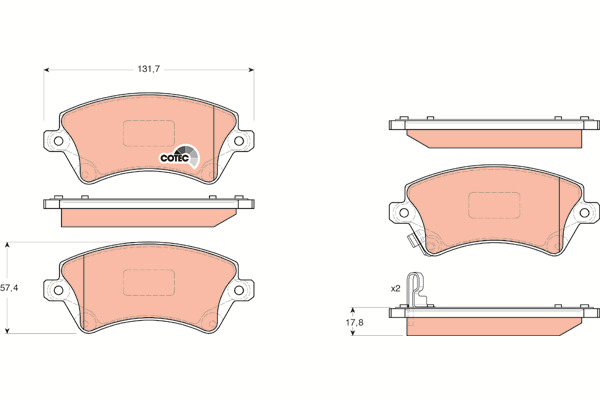 Klocki hamulcowe - komplet, COTEC GDB3288 TRW