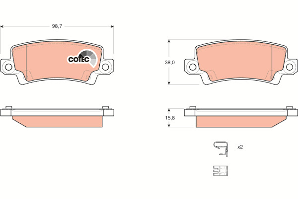 Klocki hamulcowe - komplet, COTEC GDB3289 TRW