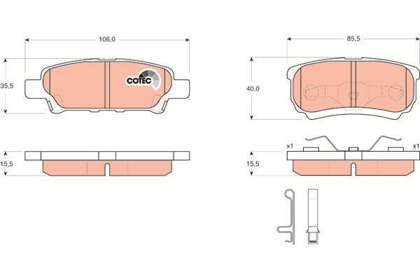 Klocki hamulcowe - komplet, COTEC GDB3341 TRW