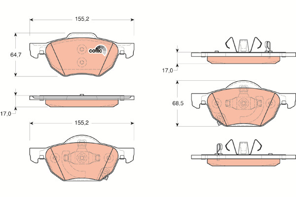 Klocki hamulcowe - komplet, COTEC GDB3355 TRW