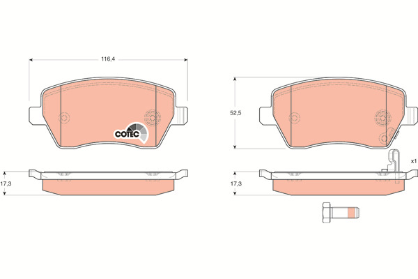 Klocki hamulcowe - komplet, COTEC GDB3396 TRW