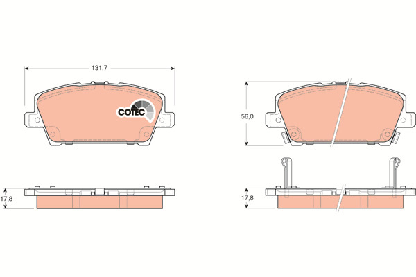 Klocki hamulcowe - komplet, COTEC GDB3407 TRW