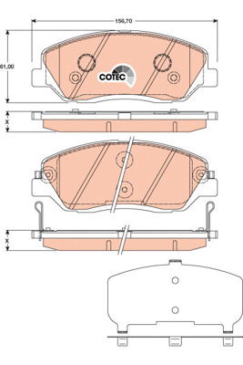 Klocki hamulcowe - komplet, COTEC GDB3418 TRW