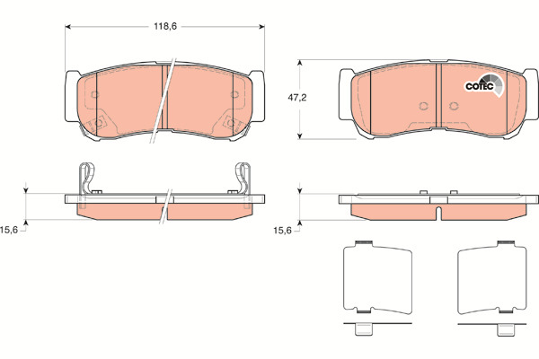 Klocki hamulcowe - komplet, COTEC GDB3419 TRW