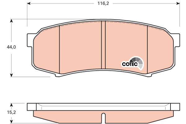 Klocki hamulcowe - komplet, COTEC GDB3464 TRW