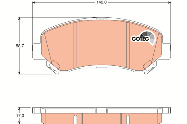 Klocki hamulcowe - komplet, COTEC GDB3467 TRW