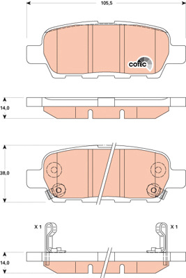 Klocki hamulcowe - komplet, COTEC GDB3507 TRW