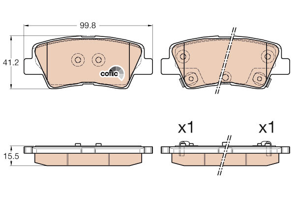 Klocki hamulcowe - komplet, COTEC GDB3537 TRW
