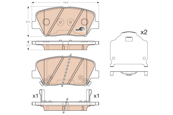 Klocki hamulcowe - komplet, COTEC GDB3549 TRW