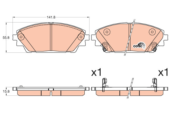 Klocki hamulcowe - komplet, COTEC GDB3592 TRW