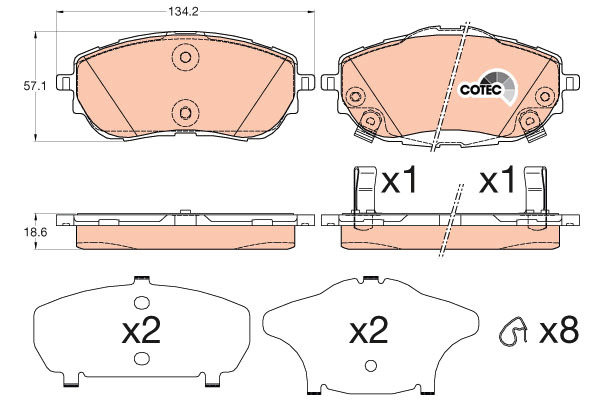 Klocki hamulcowe - komplet, COTEC GDB3598 TRW