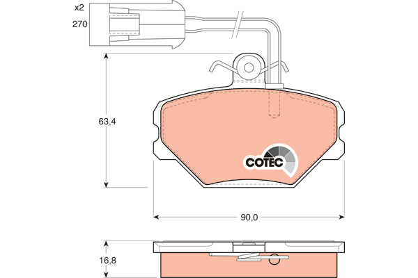 Klocki hamulcowe - komplet, COTEC GDB852 TRW