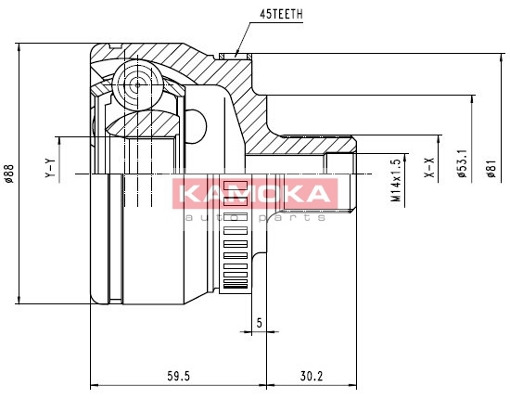 Zestaw przegubu, wał napędowy, KAMOKA 6762 KAMOKA
