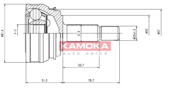 Zestaw przegubu, wał napędowy, KAMOKA 7096 KAMOKA