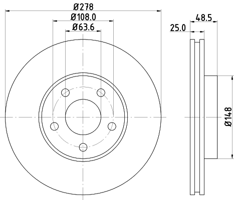 Tarcza hamulcowa, PRO High Carbon 8DD 355 128-461 HELLA