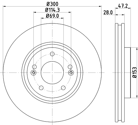 Tarcza hamulcowa, PRO High Carbon 8DD 355 128-831 HELLA