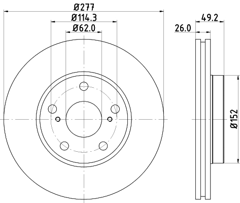 Tarcza hamulcowa, PRO 8DD 355 119-661 HELLA