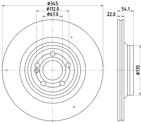 Tarcza hamulcowa, PRO HC 8DD 355 132-321 HELLA