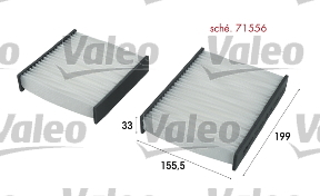 Filtr kabinowy przeciwpyłkowy, VALEO ESSENTIAL 715556 VALEO