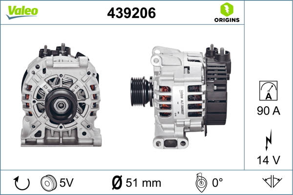 Alternator, VALEO ORIGINS NEW 439206 VALEO