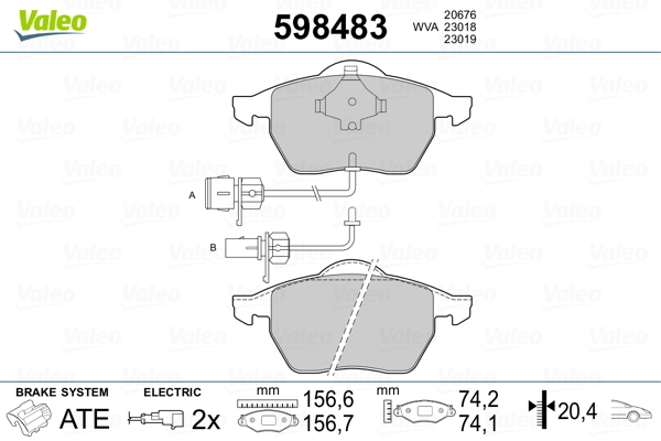 Klocki hamulcowe - komplet 598483 VALEO