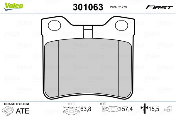 Klocki hamulcowe - komplet, FIRST 301063 VALEO