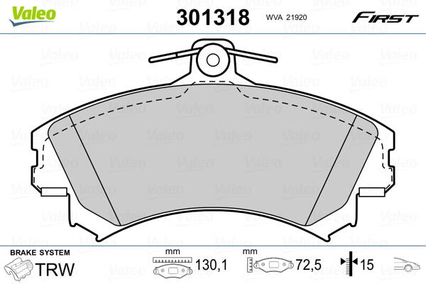 Klocki hamulcowe - komplet, FIRST 301318 VALEO