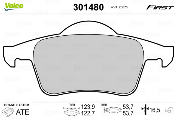 Klocki hamulcowe - komplet, FIRST 301480 VALEO