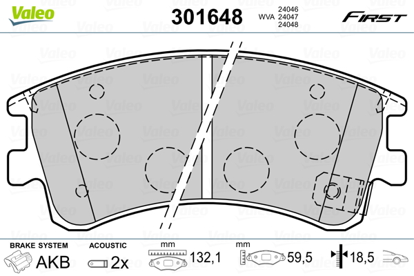 Klocki hamulcowe - komplet, FIRST 301648 VALEO